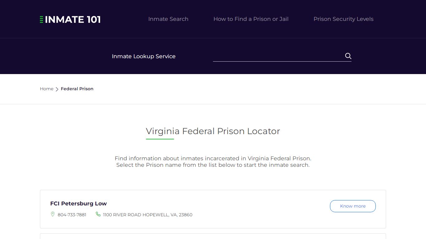 Virginia Federal Prison Inmate Search | Free Inmate Lookup